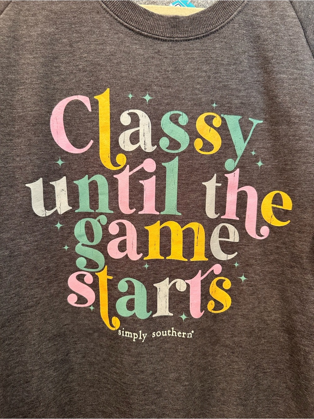 Simply Southern NWT Crewneck Sweatshirt Pastel Lettering Football Gameday M - Picture 3 of 9